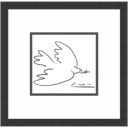 Picture of Amanti Art Dove of Peace by Pablo Picasso Wood Framed Wall Art Print, 17inH x 17inW, Black