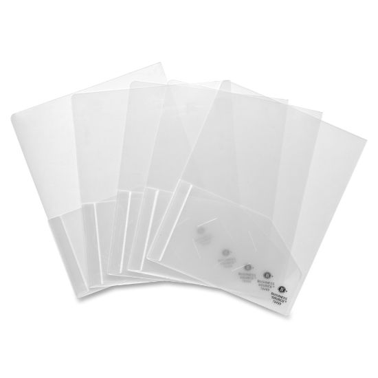 Picture of Business Source Poly Portfolios, Letter Size, 60-Sheet Capacity, Clear, Pack of 5