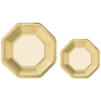 Picture of Amscan Octagonal Premium Plates, Vanilla Creme, 20 Plates Per Pack, Case Of 2 Packs