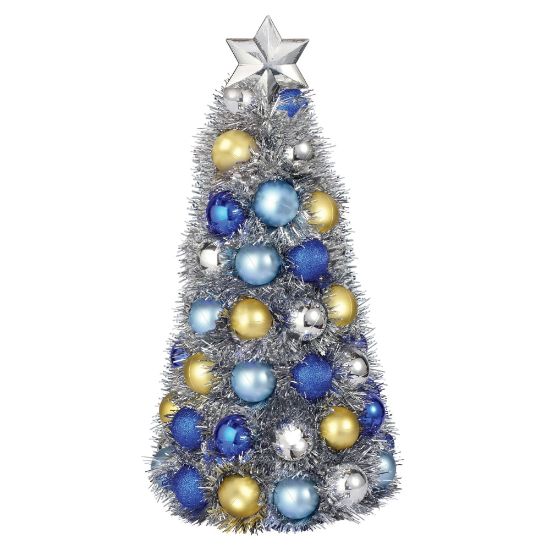 Picture of Amscan Chrismukkah Metallic Bulb Tree, 11-3/4in x 5-1/4in, Gold/Silver/Blue