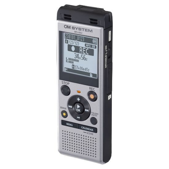 Picture of OM System WS882 Digital Voice Recorder, 4.4inH x 1.8inW x 0.7inD, Silver