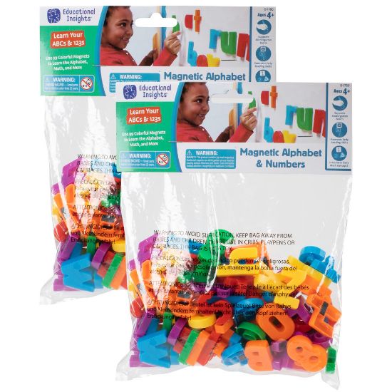 Picture of Educational Insights Magnetic Letters & Numbers, Assorted Colors, 99 Pieces Per Pack, Set Of 2 Packs