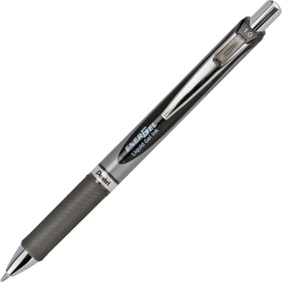 Picture of Pentel EnerGel RTX Liquid Gel Pen, Bold Point, 1.0 mm, Gray Barrel, Black Ink