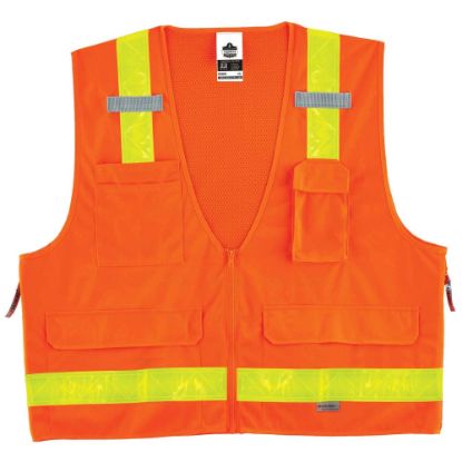 Picture of Ergodyne GloWear Safety Vest, Hi-Gloss Surveyors 8250ZHG, Type R Class 2, Large/X-Large, Orange