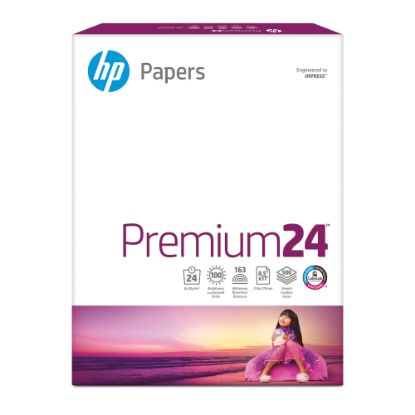 Picture of HP Premium24 Laser Paper, Smooth, White, Letter Size (8 1/2in x 11in), Ream Of 500 Sheets, 24 Lb, 100 Brightness