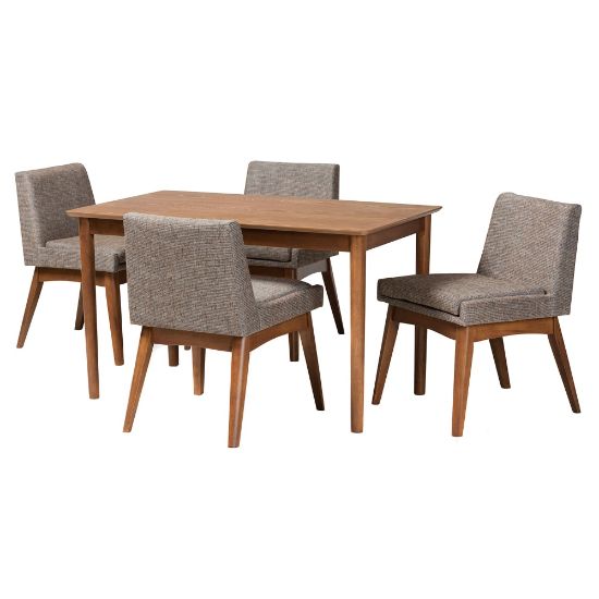 Picture of Baxton Studio Nexus 5-Piece Dining Set, Gravel/Walnut