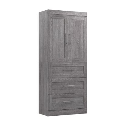 Picture of Bestar Pur 36inW Wardrobe With 3 Drawers, Bark Gray