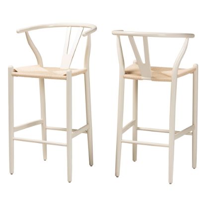 Picture of Baxton Studio Paxton 2-Piece Bar Stool Set, Beige/White