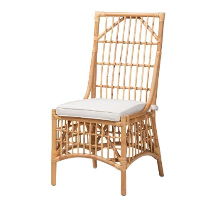 Picture of bali & pari Rose Rattan Dining Chair, White/Natural Brown