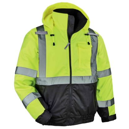 Picture of Ergodyne GloWear 8377 Type-R Class 3 Quilted Bomber Jacket, Large, Lime