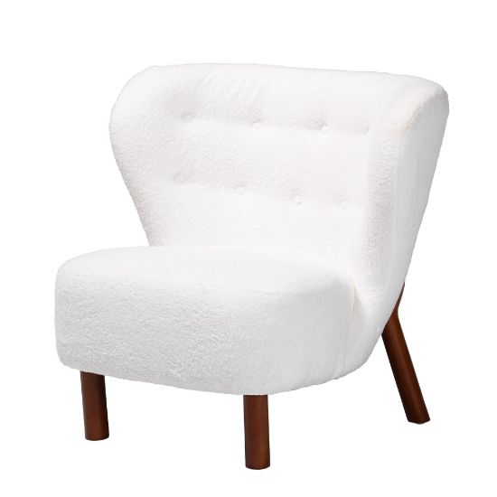 Picture of Baxton Studio Cabrera Accent Chair, White/Walnut Brown