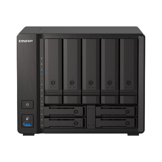 Picture of QNAP TS-H973AX-8G - NAS server - 9 bays - SATA 6Gb/s - RAID RAID 0, 1, 5, 6, 10, 50, JBOD, 60, RAID TP - RAM 8 GB - 2.5 Gigabit Ethernet / 10 Gigabit Ethernet - iSCSI support