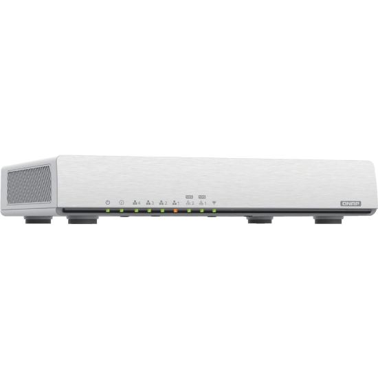 Picture of QNAP QHora-301W Wi-Fi 6 IEEE 802.11ax Ethernet Wireless Router - 2.40 GHz ISM Band - 5 GHz UNII Band - 8 x Antenna(8 x Internal) - 450 MB/s Wireless Speed - 4 x Network Port - 2 x Broadband Port - USB - 10 Gigabit Ethernet - VPN Supported - Desktop