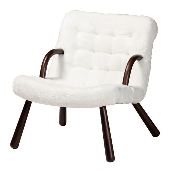 Picture of Baxton Studio Eisa Accent Chair, White/Walnut Brown