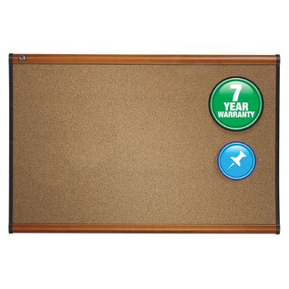 Picture of Quartet Select Prestige Color Cork Bulletin Board, 24in x 36in, Aluminum Frame With Light Cherry Finish