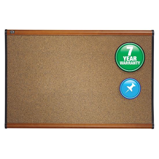 Picture of Quartet Prestige Cork Bulletin Board, 72in x 48in, Wood Frame With Cherry Finish