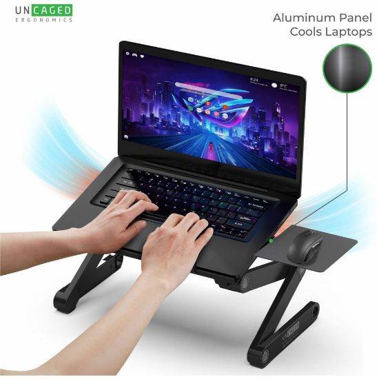 Picture of WorkEZ Best adjustable ergonomic laptop stand and lap desk with mouse pad black