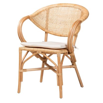 Picture of bali & pari Varick Rattan Dining Chair, Natural Brown