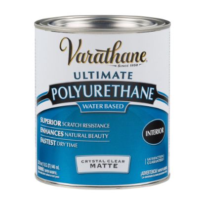 Picture of Varathane Ultimate Water-Based Polyurethane, 32 Oz, Crystal Clear Matte, Pack Of 2 Cans