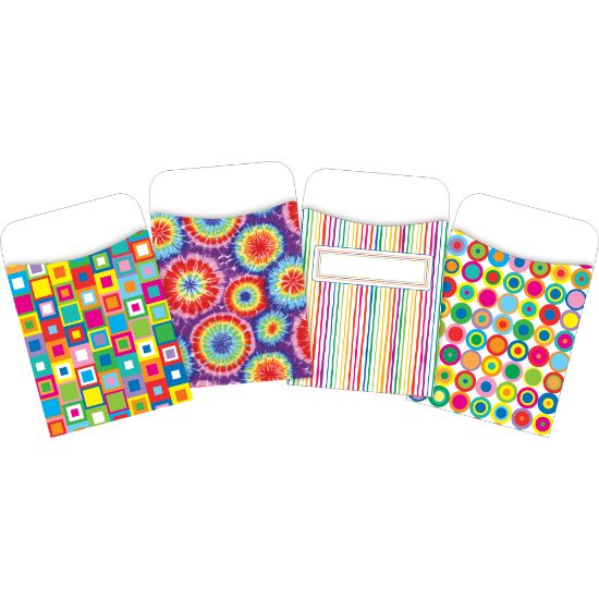 Picture of Barker Creek Peel & Stick Library Pockets, 3-1/2in x 5-1/8in, Groovy, Set Of 120 Pockets