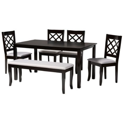 Picture of Baxton Studio Andor 6-Piece Dining Set, 29-1/8inH x 59-1/16inD x 35-7/16inD, Gray/Dark Brown