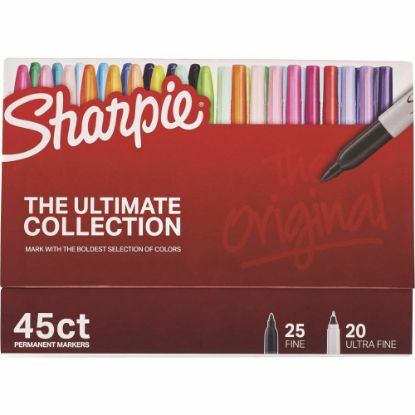 Picture of Sharpie Ultimate Collection Permanent Markers - Fine, Ultra Fine Marker Point - Assorted - 45 / Box