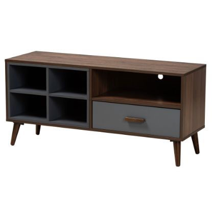 Picture of Baxton Studio Modern And Contemporary 2-Tone 1-Drawer TV Stand, 22-1/4inH x 47-1/4inW x 15-1/2inD, Gray/Walnut Brown