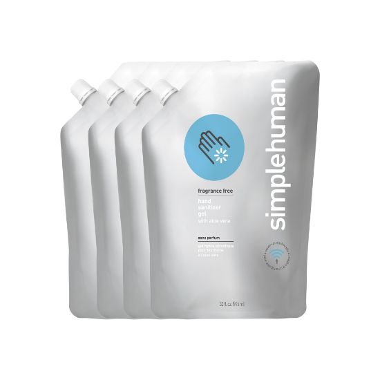 Picture of simplehuman Fragrance-Free Hand Sanitizer Refill Pouches, 32 Oz, Pack Of 4 Pouches