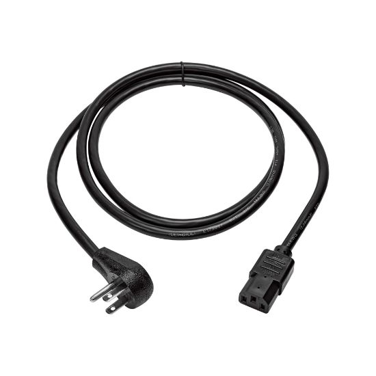 Picture of Eaton Tripp Lite Series Computer Power Cord, Right-Angle NEMA 5-15P to C13 - Heavy-Duty, 15A, 125V, 14 AWG, 6 ft. (1.83 m), Black - Power cable - NEMA 5-15P right-angled to power IEC 60320 C13 - 125 V - 15 A - 6 ft - black - North America