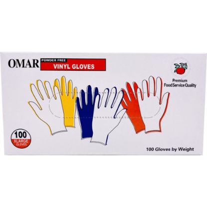 Picture of Omar Disposable Powder-Free Vinyl General-Purpose Gloves, Extra Large, Clear, 100 Gloves Per Box