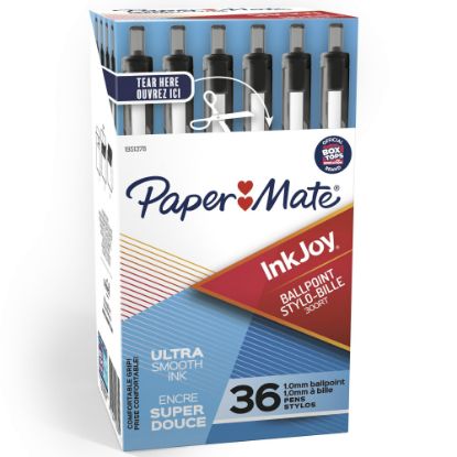 Picture of Paper Mate InkJoy 300 RT Retractable Pens, Medium Point, 1.0 mm, Clear Barrel, Black Ink, Pack Of 36