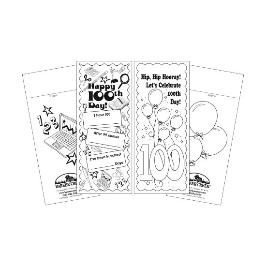 Picture of Barker Creek Bookmark Duets, 100th Day, Pack Of 60