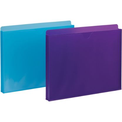 Picture of Smead Straight Tab Cut Letter File Jacket - 8 1/2in x 11in - 1in Expansion - Purple, Teal - 2 / Pack