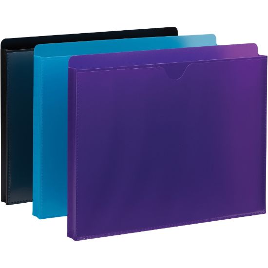 Picture of Smead Straight Tab Cut Letter File Jacket - 8 1/2in x 11in - 1in Expansion - Purple, Teal, Black - 6 / Pack