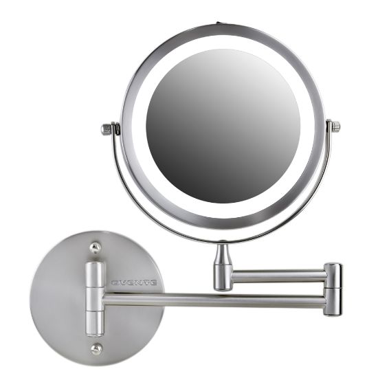 Picture of Ovente MFW70BR1X10X Wall-Mounted Double-Sided Vanity Makeup Mirror, 10X Magnification, Nickel