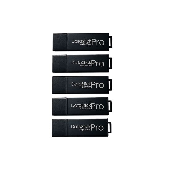 Picture of Centon DataStick Pro USB Flash Drives, USB 3.0, 64GB, Black, Pack Of 5, S1-U3P6-64G-5B