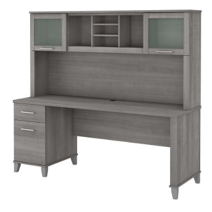 Picture of Bush Furniture Somerset Office Desk With Hutch, 72inW, Platinum Gray, Standard Delivery