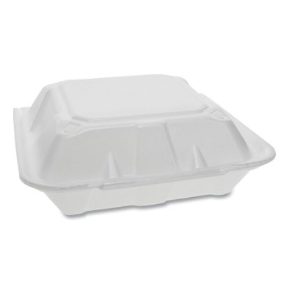 Picture of Pactiv Evergreen Foam Hinged Lid Containers, 9-3/16in x 9in x 3-1/4in, White, Carton Of 150 Containers