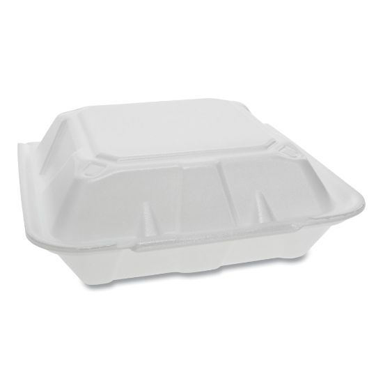 Picture of Pactiv Evergreen Foam Hinged Lid Containers, 9-3/16in x 9in x 3-1/4in, White, Carton Of 150 Containers