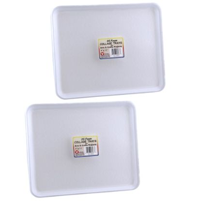 Picture of Hygloss Foam Trays, 9in x 11in, 25 Trays Per Pack, Set Of 2 Packs