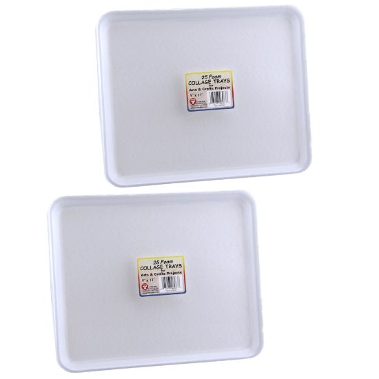 Picture of Hygloss Foam Trays, 9in x 11in, 25 Trays Per Pack, Set Of 2 Packs