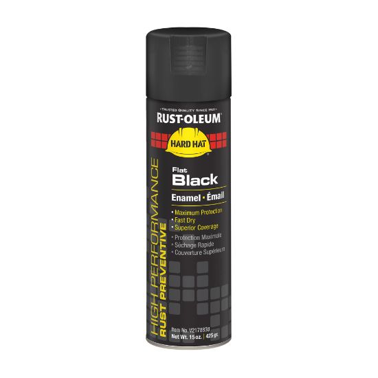 Picture of Rust-Oleum Hard Hat High Performance V2100 System Rust Preventive Enamel Spray Paint, 15 Oz, Flat Black, Case Of 6 Cans