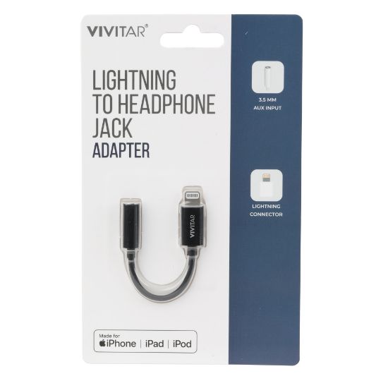 Picture of Vivitar Lightning To Headphone Jack Adapter, Black, NIL2002-BLK-STK-24