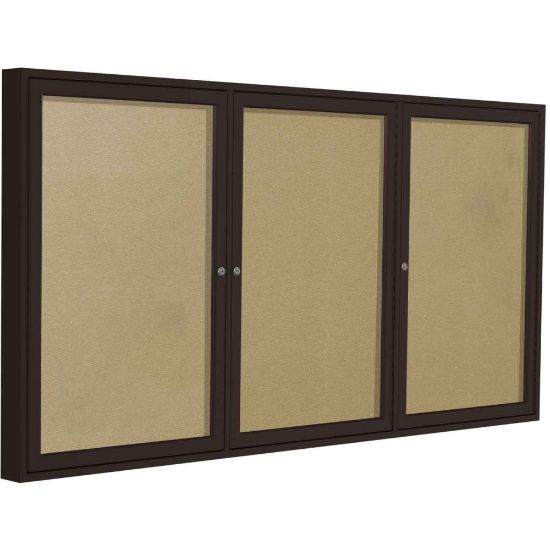 Picture of Ghent Enclosed Vinyl Bulletin Board, 48in x 72in, Caramel, Bronze Aluminum Frame