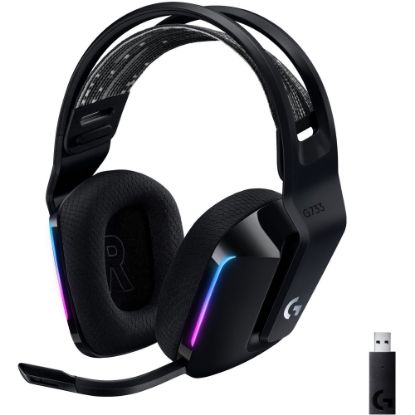 Picture of Logitech G733 Lightspeed Wireless RGB Gaming Headset - Stereo - Wireless - 65.6 ft - 5 Kilo Ohm - 20 Hz - 20 kHz - Over-the-head - Binaural - Circumaural - Cardioid, Uni-directional Microphone - Black