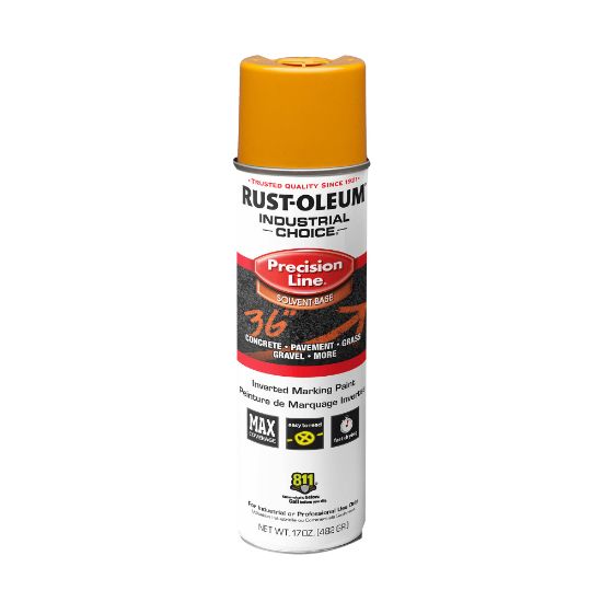 Picture of Rust-Oleum Industrial Choice M1600 System Solvent-Based Precision Line Inverted Marking Paint, 17 Oz, Caution Yellow, Case Of 12 Cans