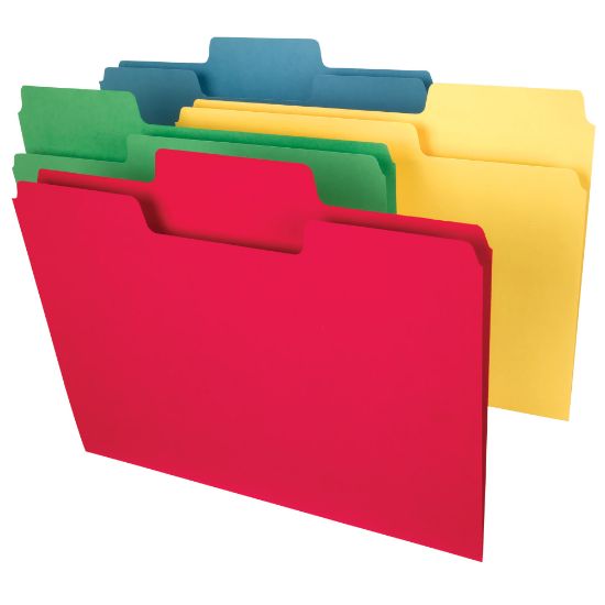 Picture of Smead SuperTab Heavyweight File Folders, Letter Size, Assorted Colors, Box Of 50