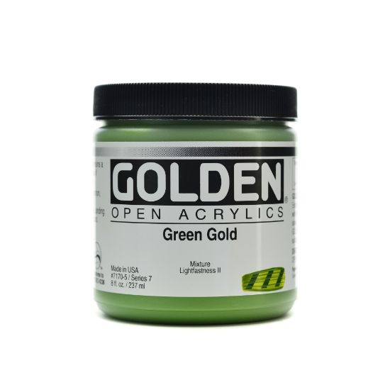 Picture of Golden OPEN Acrylic Paint, 8 Oz Jar, Green Gold