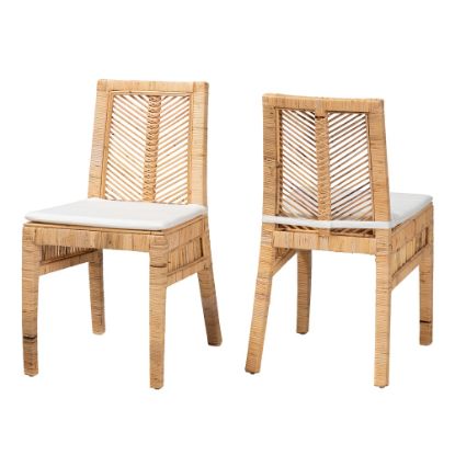 Picture of bali & pari Suci Modern Bohemian Dining Chairs, White/Natural Brown, Set Of 2 Chairs