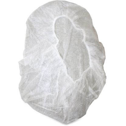 Picture of Genuine Joe Nonwoven Bouffant Cap - Recommended for: Hospital, Laboratory - Large Size - 21in Stretched Diameter - Contaminant Protection - Polypropylene - White - Lightweight, Comfortable, Elastic Headband - 100 / Pack